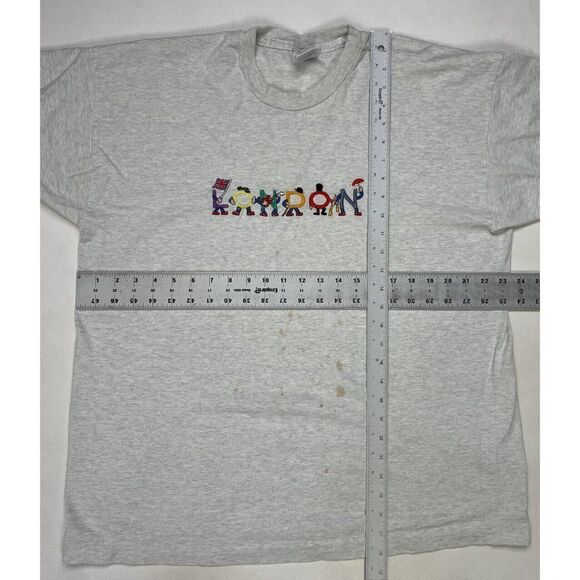 VINTAGE London Embroidered T-shirt Men XL Gray 90s Single Stitch - Picture 8 of 8